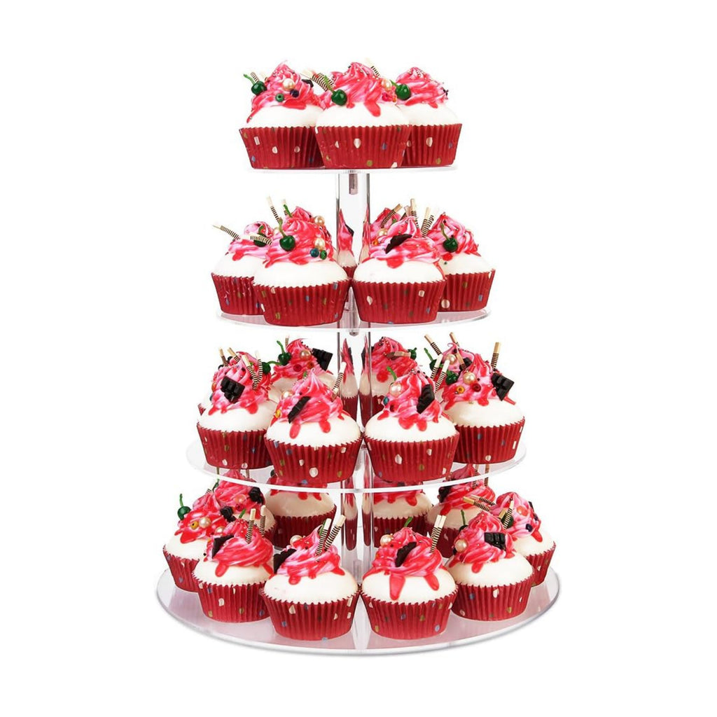 YestBuy 4 Tier Cupcake Stand, Acrylic Cupcake Tower Stand, Premium Cupcake Holder, Clear Cupcake Display Tree Tower Stand For 38 cupcakes, Display for Pastry Wedding Birthday Party
