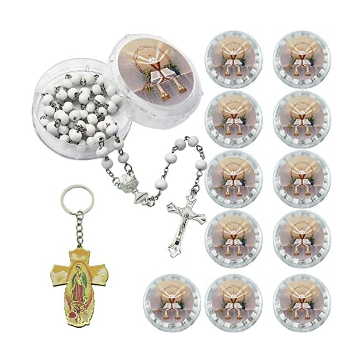 WE 12-Pack First Holy Communion Scented Rosary Favors with Box and Bag