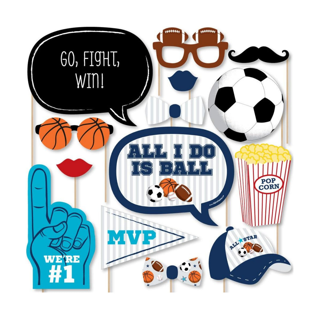 Go, Fight, Win - Sports Photo Booth Prop Kit, DIY Cardstock Props - 20pc