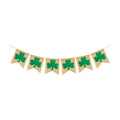 Partyprops Rustic Shamrock Garland | Burlap Shamrock Garland Banner | St. Patricks Day Decorations | Burlap Clover Garland Banner | Irish Day Celebration Decor
