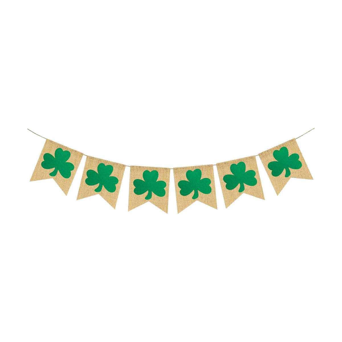 Partyprops Rustic Shamrock Garland | Burlap Shamrock Garland Banner | St. Patricks Day Decorations | Burlap Clover Garland Banner | Irish Day Celebration Decor