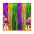 GiftExpress 2-Pack 3.33 FT x 8.33 FT (Total 6.66 FT x 8.33 FT) Mardi Gras Metallic Foil Fringe Curtain, Mardi Gras Themed Party, St. Patricks Day Tinsel Backdrop, Foil Fringe Photo Booth Props