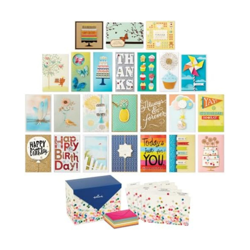 Hallmark All Occasion Handmade Boxed Set of Assorted Greeting Cards with Card Organizer (Pack of 24)—Birthday, Baby, Wedding, Sympathy, Thinking of You, Thank You, Blank