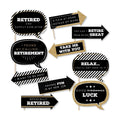 Funny Happy Retirement Party Photo Booth Prop Kit, DIY Setup - 10pc