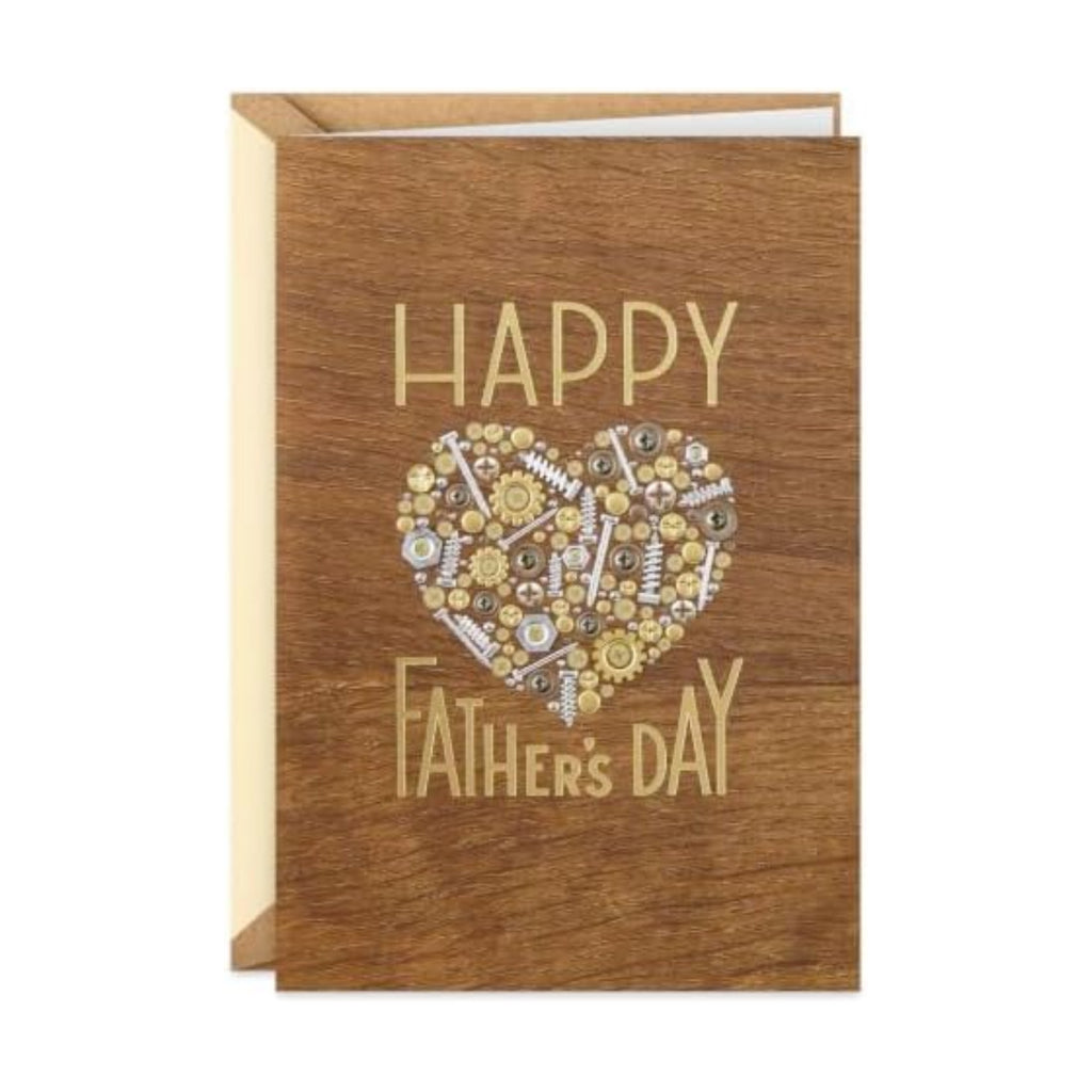 Hallmark Signature Wood Fathers Day Card for Dad (Nuts and Bolts Heart)