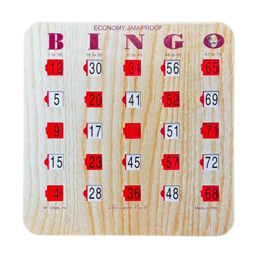 MR CHIPS Jam-Proof Fingertip Slide Bingo Cards with Sliding Windows 50 Pack in Tan Style