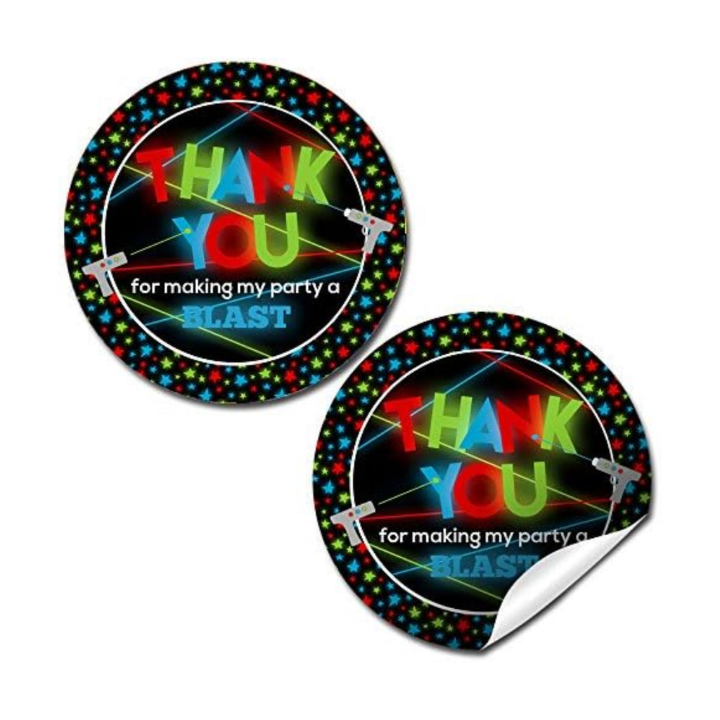 Laser Tag Stickers, 40 Pack 2 Inch Round Labels for Laser Tag Goodie Bags, Birthday Party Favor Seals, Made in USA by Amanda Creation