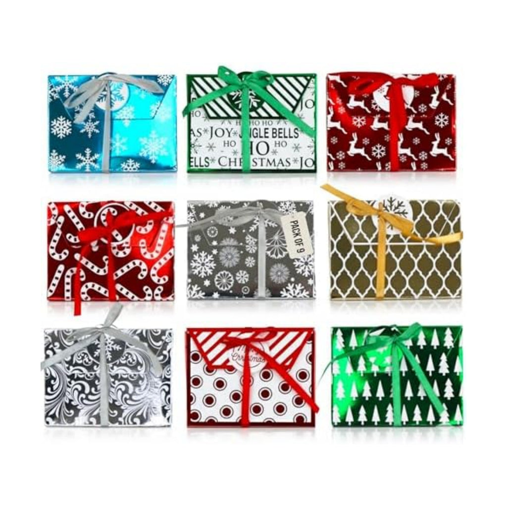 Iconikal 9-Pack Christmas Holiday Foil Embossed Gift Card Holder Boxes