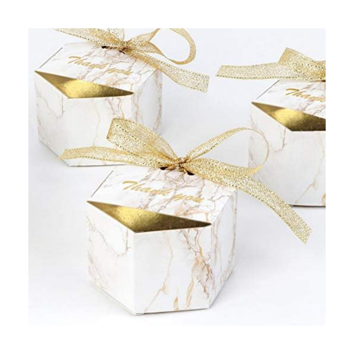 50 Pcs Wedding Favor Boxes, 3.15x1.6x2 In Wedding Gift Box for Candy, Gold