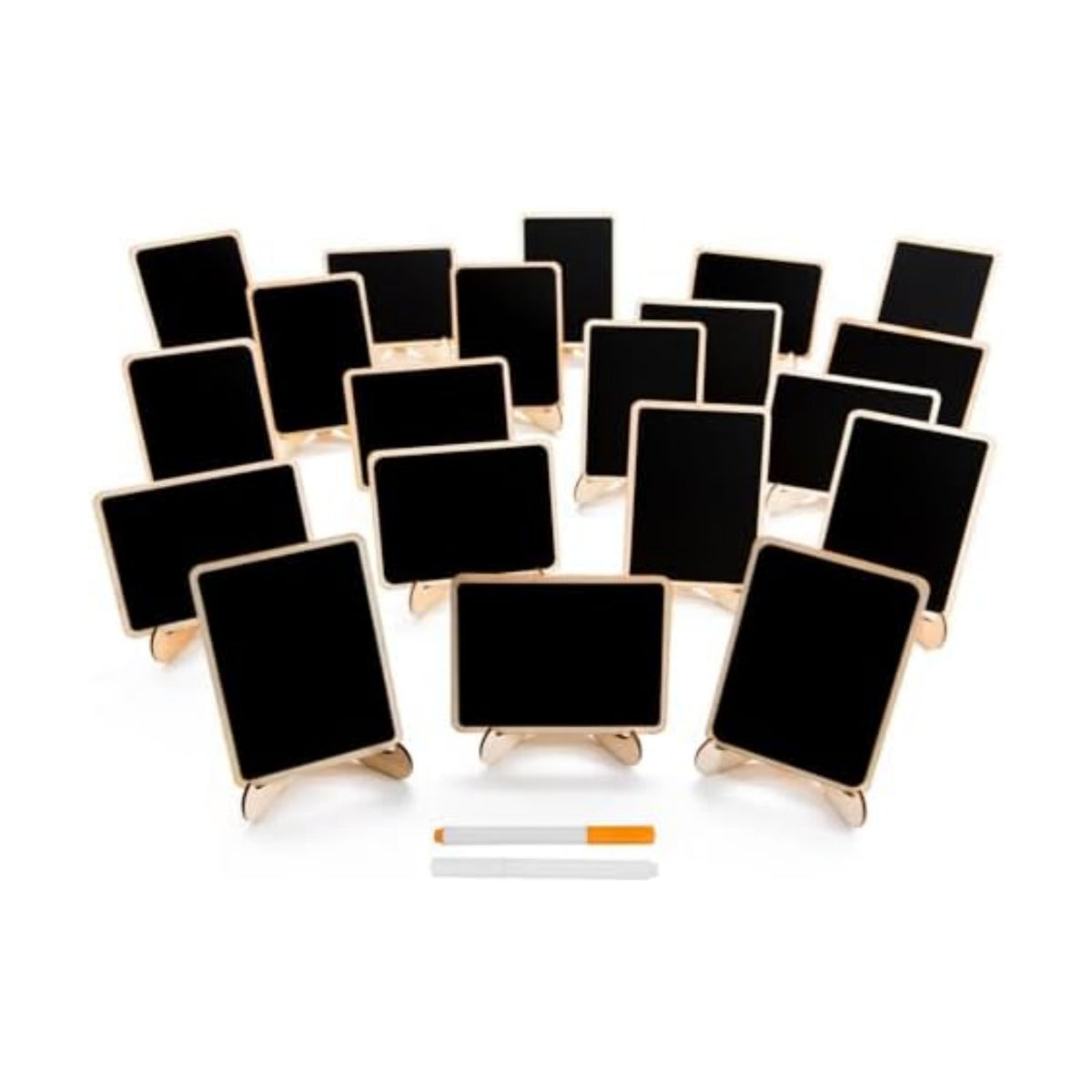 DSTELIN 20 Pack Wood Mini Chalkboards Signs with Support Easels, Place Cards, Small Rectangle Chalkboards Blackboard for Weddings, Birthday Parties, Message Board Signs and Event Decorations