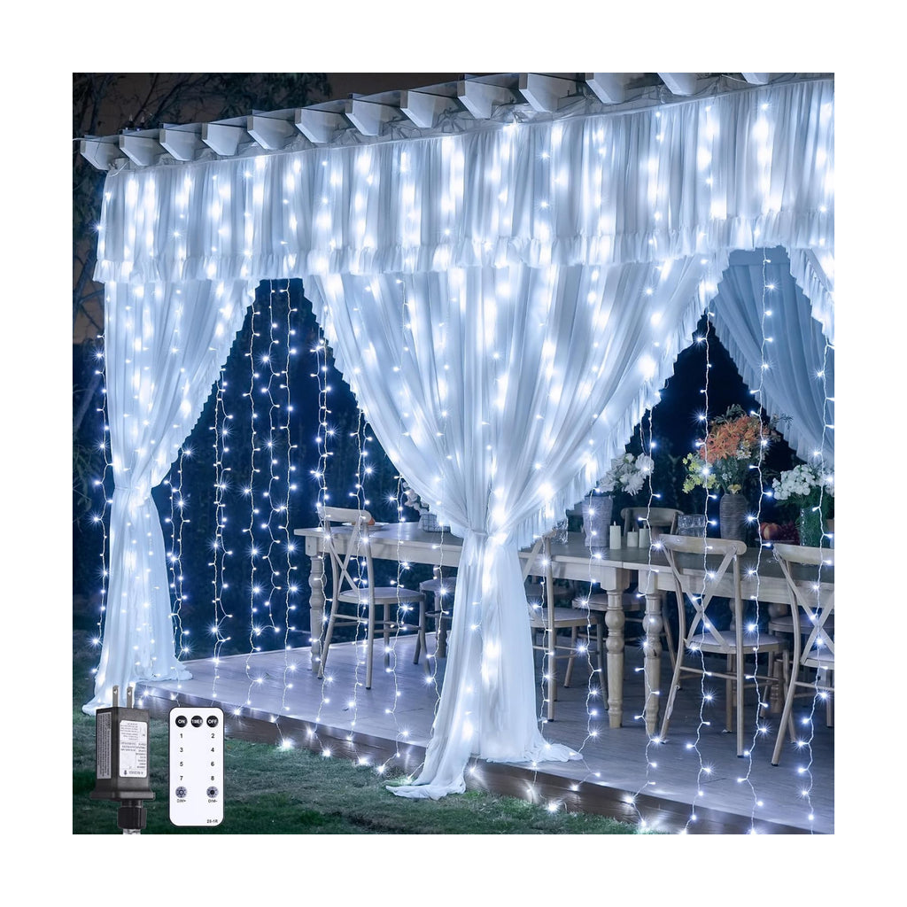 JMEXSUSS 300 LED Curtain Lights, Indoor String Lights for Bedroom, White