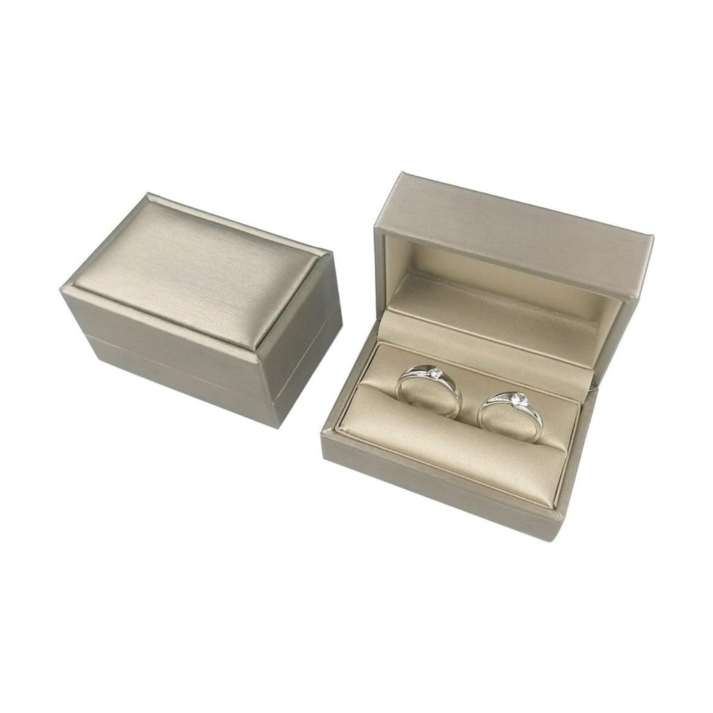 DesignSter Gold Bearer Ring Box – Premium PU Leather Double Rings Box for Wedding Engagement Gift Box