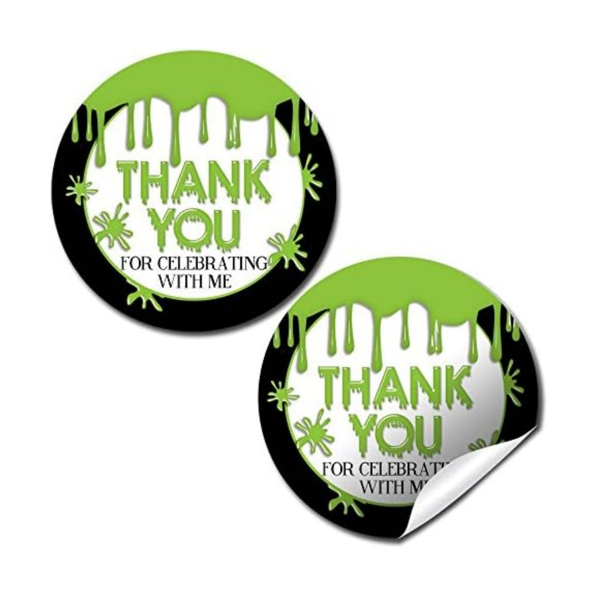 Green Slime Stickers, 40 Pack 2 Inch Slime Party Stickers, Birthday Thank You Labels for Favors, Goodie Bags and Envelopes by Amanda Creation