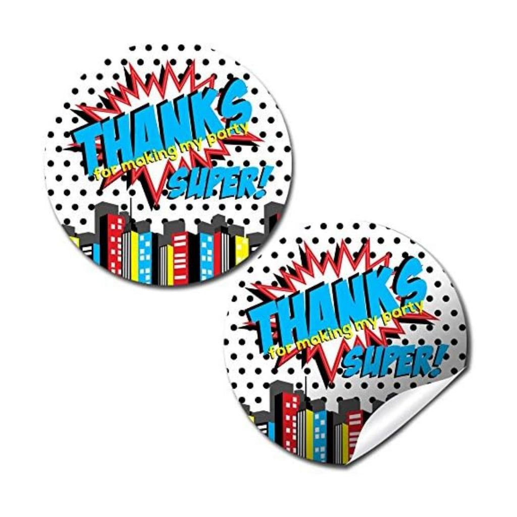 Superhero Thank You Stickers, 40 Pack 2 Inch Birthday Thank You Labels, Super Hero Stickers for Boys Party Favors, Goodie Bags and Envelope Seals by Amanda Creation