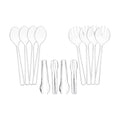 Set of 12 Heavy Duty Disposable Plastic Serving Utensils! 10” Spoons & Forks and 6-1/2” Tongs