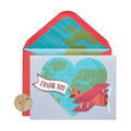 Papyrus Thank You Cards with Envelopes, Globe and Plane with Glitter (8-Count)