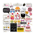 13th Birthday Photo Booth Props - 41-pc Photo Prop Kit with 8 x 10-Inch Sign, 60 Adhesive Pads, 45 Sticks - Teen Girl Photo Booth Props - Party Supplies 13th Birthday