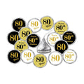 Happy 80th Birthday Kisses Stickers, (Set of 324) Chocolate Drops Labels for 80 Birthday, Party Favors Decor for Kisses. Made in USA, 9 Designs (36 Stickers of Each)