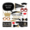 Class Reunion - Black & Gold Photo Booth Prop Kit, DIY Props - 20pc