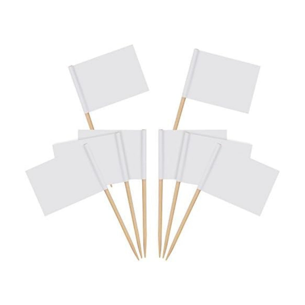 Senkary 100 Pack Blank Toothpick Flags Paper Food Signs Cheese Markers Cheese Labels for Charcuterie Board Accessories (White)