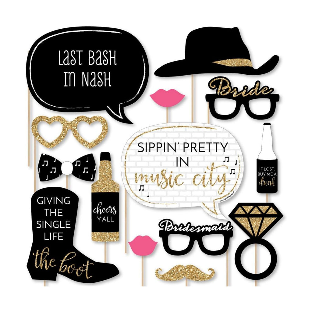 Nash Bash Bridal Shower Photo Booth Prop Kit, DIY Cardstock Props - 20pc