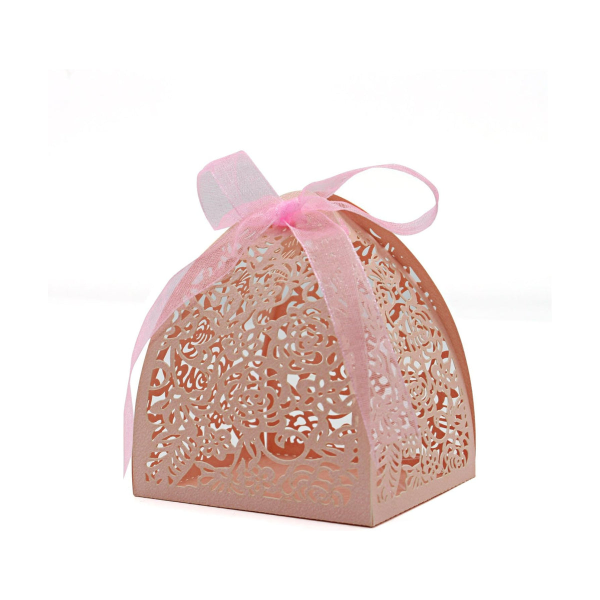 KPOSIYA Pack of 70 Laser Cut Rose Candy Boxes, Favor Boxes 2.5"x 2.5"x 3.1", Gift Boxes Bridal Shower Anniverary Birthday Party Wedding Favor (Pink)