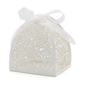 KPOSIYA Pack of 70 Laser Cut Rose Candy Boxes, Favor Boxes 2.5"x 2.5"x 3.1", Gift Boxes Bridal Shower Anniverary Birthday Party Wedding Favor (White)