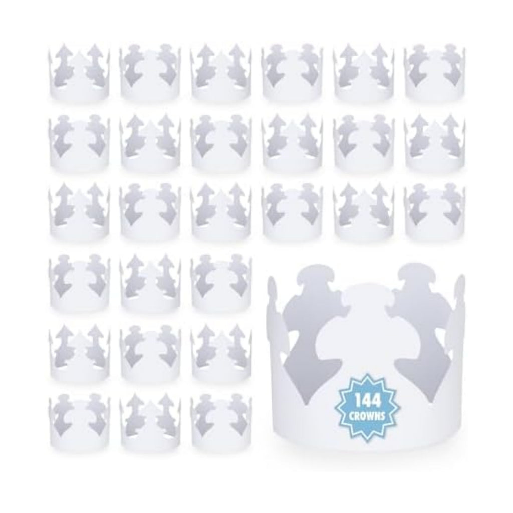 Hygloss White Paper Crowns 144 Pack - Paper Crowns for Kids to Decorate - Craft Activity - Blank Crown for Adults - Perfect for Parties, Celebrations - DIY Crown Crafts