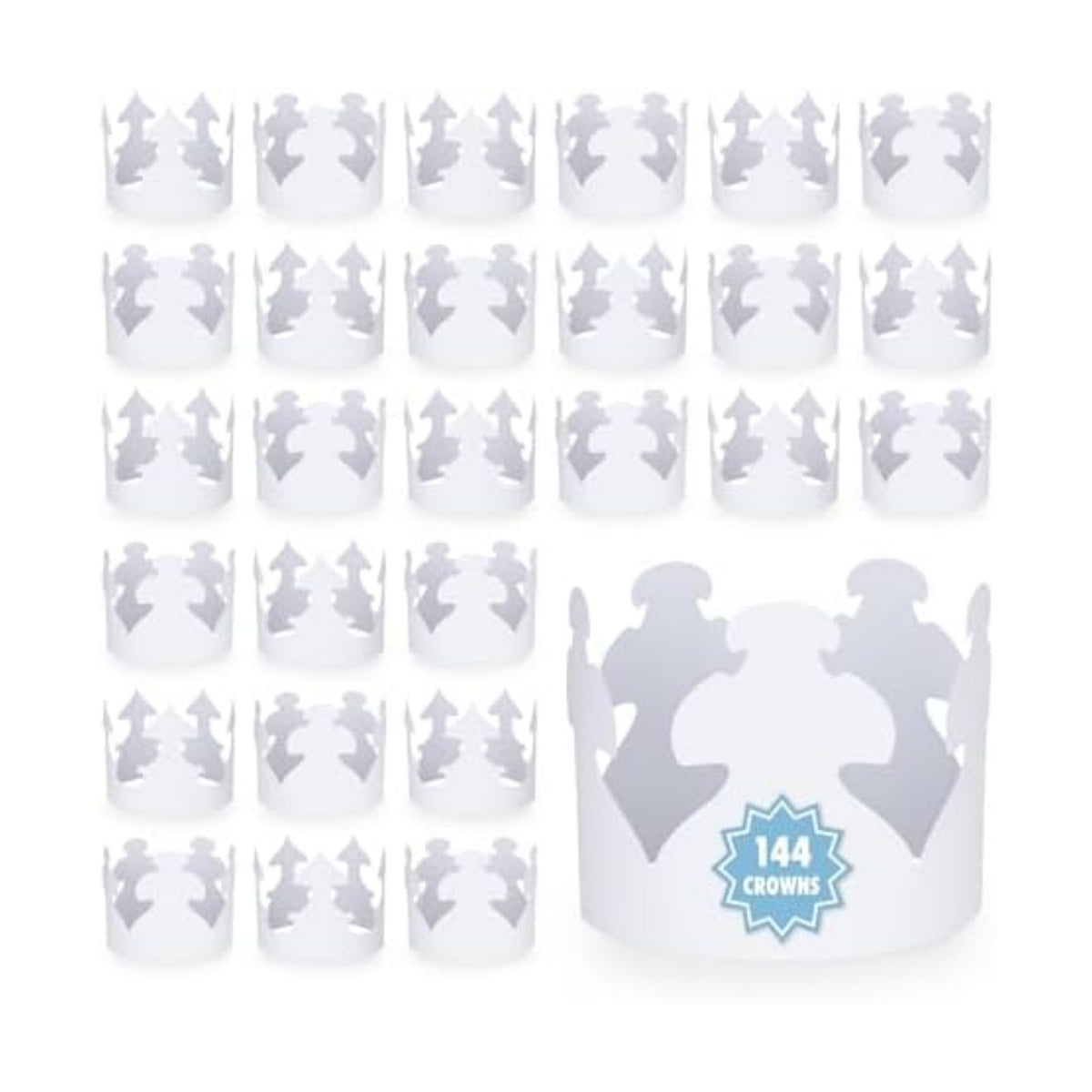 Hygloss White Paper Crowns 144 Pack - Paper Crowns for Kids to Decorate - Craft Activity - Blank Crown for Adults - Perfect for Parties, Celebrations - DIY Crown Crafts