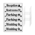 Wedding Signs 6 Pack | Grey and White Striped with Black Writing | 6 x 24 inch Lawn Signs with H-stakes | Wedding, Parking, Restrooms, and Reception