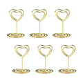 20PCS Mini Table Number Holders, Heart Shaped Place Card Holder, Premium Photo Holders for Tables, Table Sign Holders Card Stands Menu Clips for Wedding Valentine's Day Table Decor, Gold