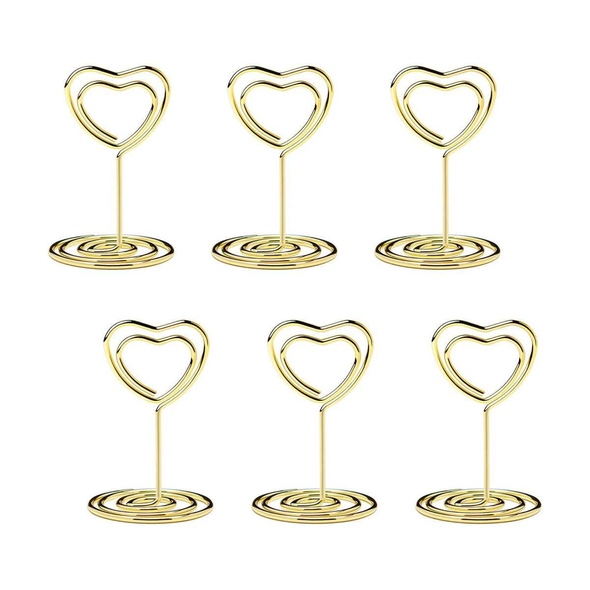 20PCS Mini Table Number Holders, Heart Shaped Place Card Holder, Premium Photo Holders for Tables, Table Sign Holders Card Stands Menu Clips for Wedding Valentine's Day Table Decor, Gold