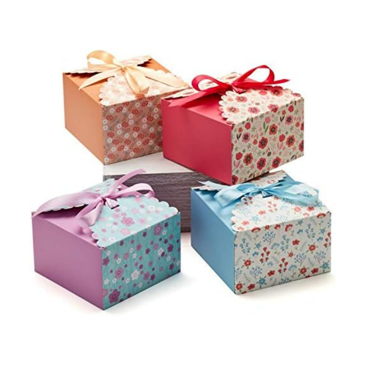 Small Floral Gift Boxes with Lids & Ribbon (20 Pack) Decorative Treat Boxes