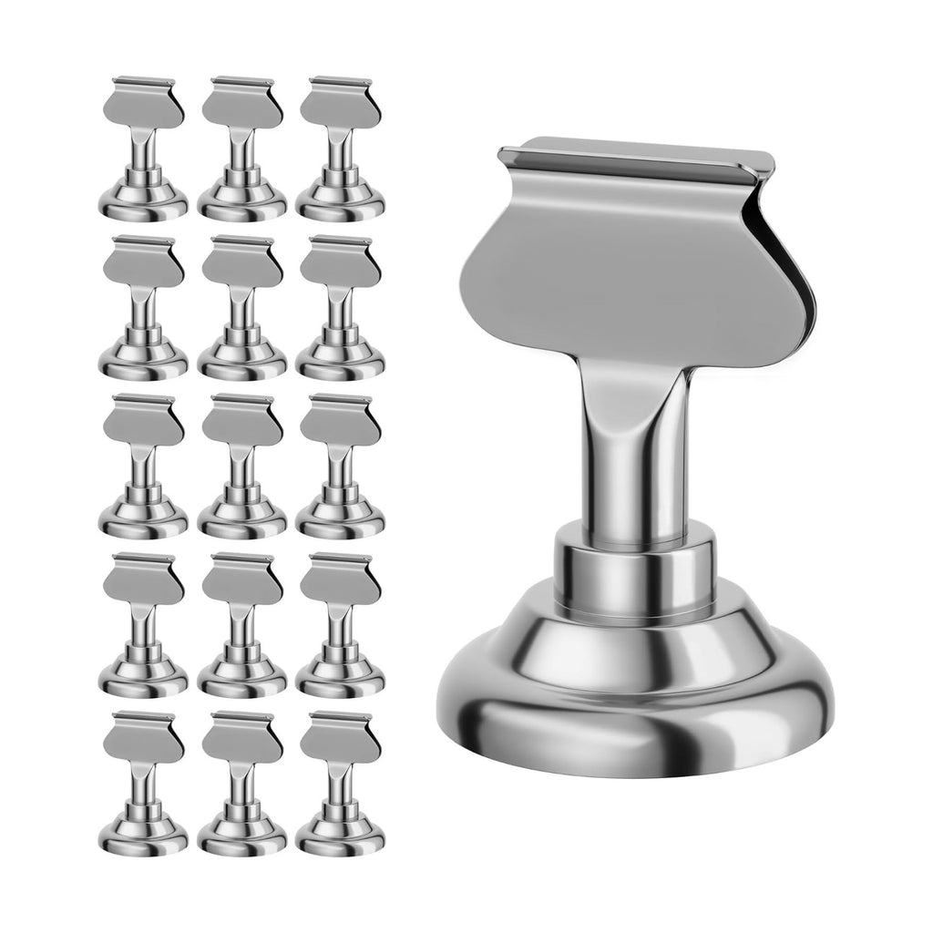 Urban Deco 16PK Table Number Holders Place Card Holders 1.7 Inch Table Card Holders Steel Card Holders for Photos, Food Signs, Memo Notes, Weddings, Restaurants, Birthdays(Silver)