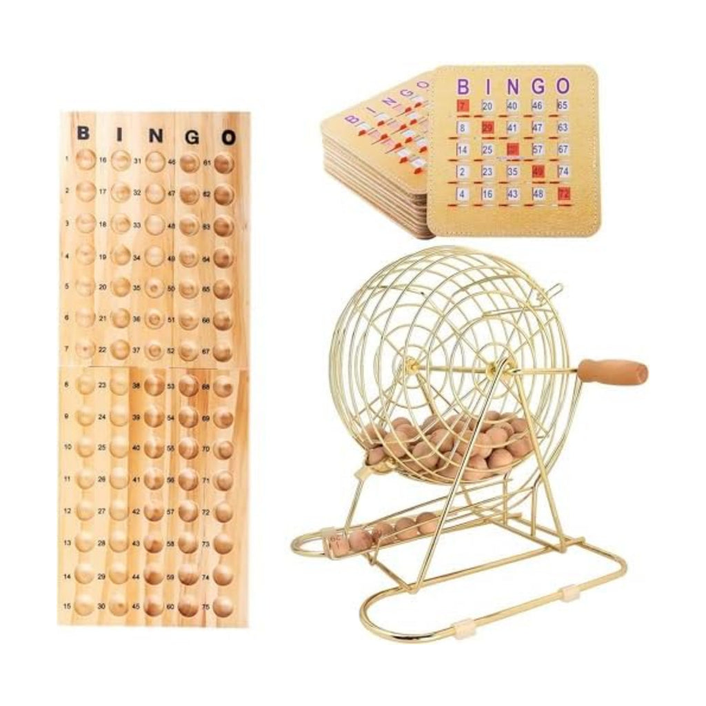 GSE Deluxe Bingo Game Set, Large Brass Cage, 10 Shutter Slide Bingo Cards