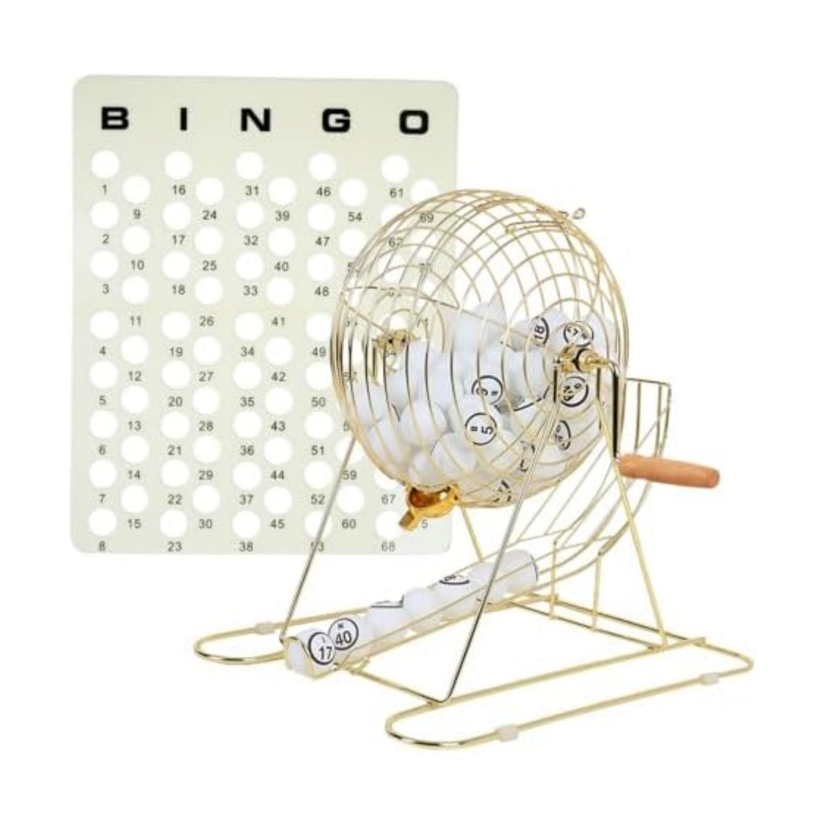 GSE Professional Bingo Game Set for Adults Large Groups, (Gold Cage)