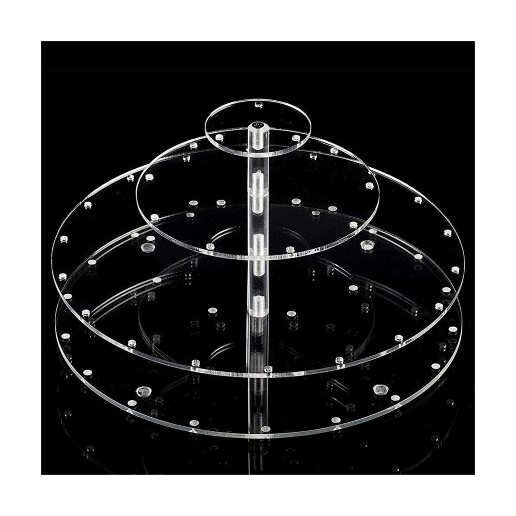 YestBuy Acrylic Cake Pop Display Stand , 30 Hole Clear Acrylic Lollipop Holder, 3 Tiered Round Cake Pop Holder For Weddings, Birthday Parties, Anniversaries Gift, Halloween Candy Decorative (Clear)