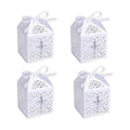 Sohapy 50Pcs Baptism Christening Favor Boxes Candy Boxes Bag Gift Box Baby Shower Favor for Baby Cute Birthday Decoration Shower Party decoration Supplies (white)