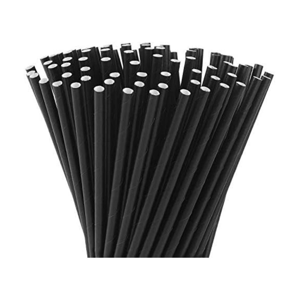 ALINK 100 Black Paper Straws, Biodegradable Disposable Drinking Straws Bulk for Halloween Party Supplies, Birthday, Wedding, Bridal/Baby Shower and Holiday Celebrations