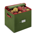 ZOBER Christmas Ornament Storage Box - Stores 64 3" Ornaments, With Dividers - Ornament Organizer Storage Box, Durable Christmas Containers Holder, Dual Zipper - Green