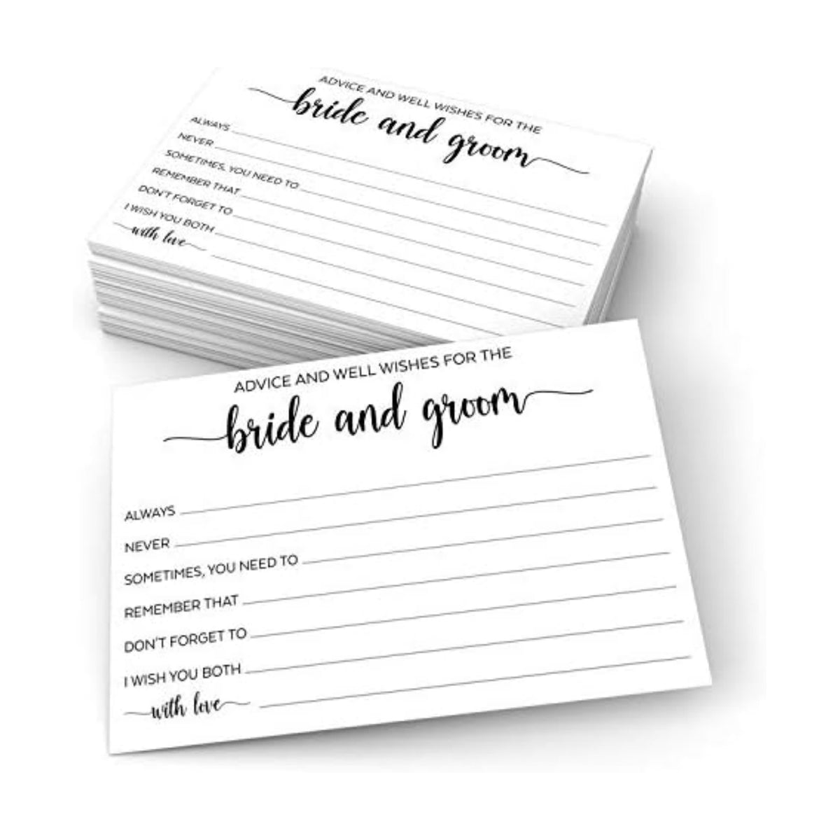 321Done Bride and Groom Advice Cards, 4x6, Set of 50, White