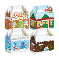 JOYIN 24 PCS 3D Christmas House Cardboard Treat Boxes for Holiday Xmas Goody Gift, Goodie Paper Boxes, School Classroom Party Favor Supplies, 4 Designs Candy Treat Cardboard Cookie Boxes