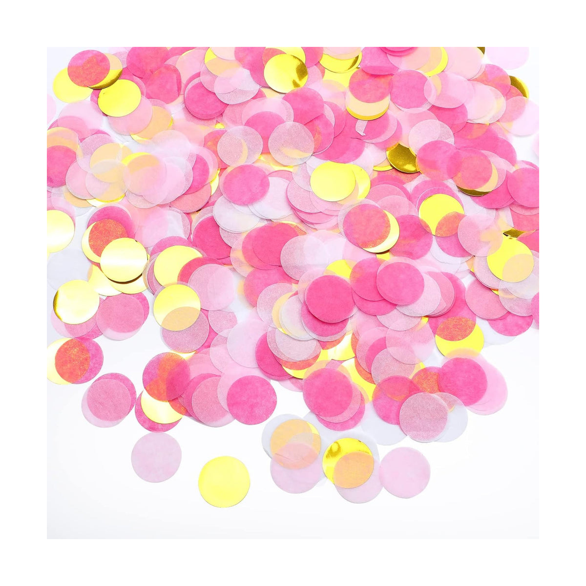 VCOSTORE Pink and Gold Round Tissue Confetti for Baby Shower Wedding Decor