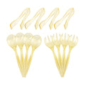 Supernal 72pcs Gold Glitter Plastic Serving Utensils Set for Party &Buffet