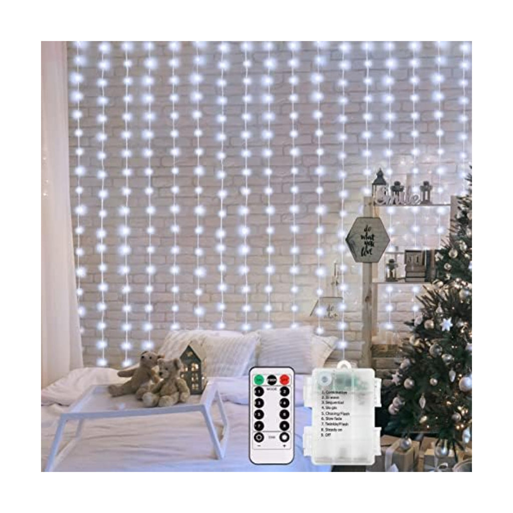 echosari Curtain Lights Battery Operated 6.6×6.6ft with Remote Timer