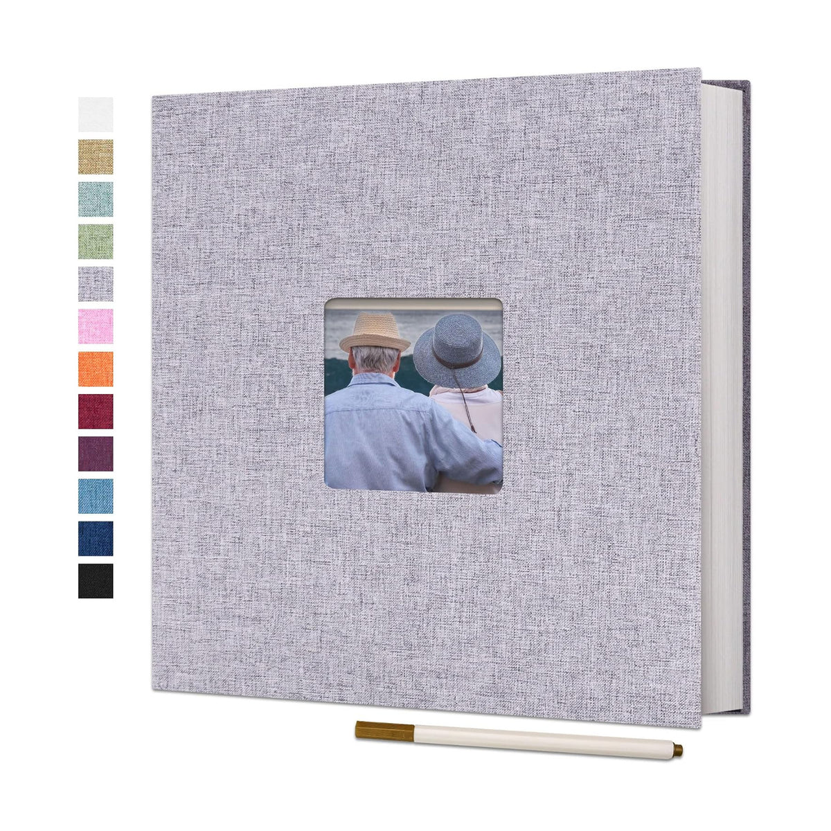 Vienrose Large Photo Album Self Adhesive for 4x6 8x10 10x12 Pictures Linen Scrapbook Album DIY 40 Blank Pages with A Metallic Pen