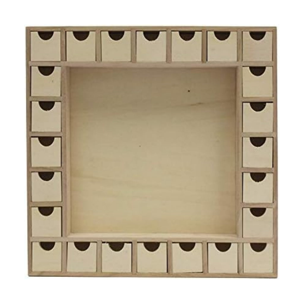 Creative Hobbies 13 Inch Christmas Advent Calendar Shadow Box - Pre Assembled with Removable Drawers - Unfinished Wood Ready to Decorate and Personalize - For DIY, Gifts & Crafts