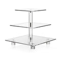 Clear Square Cupcake Stand 3 Tier Acrylic Cupcake Display Tower with Base
