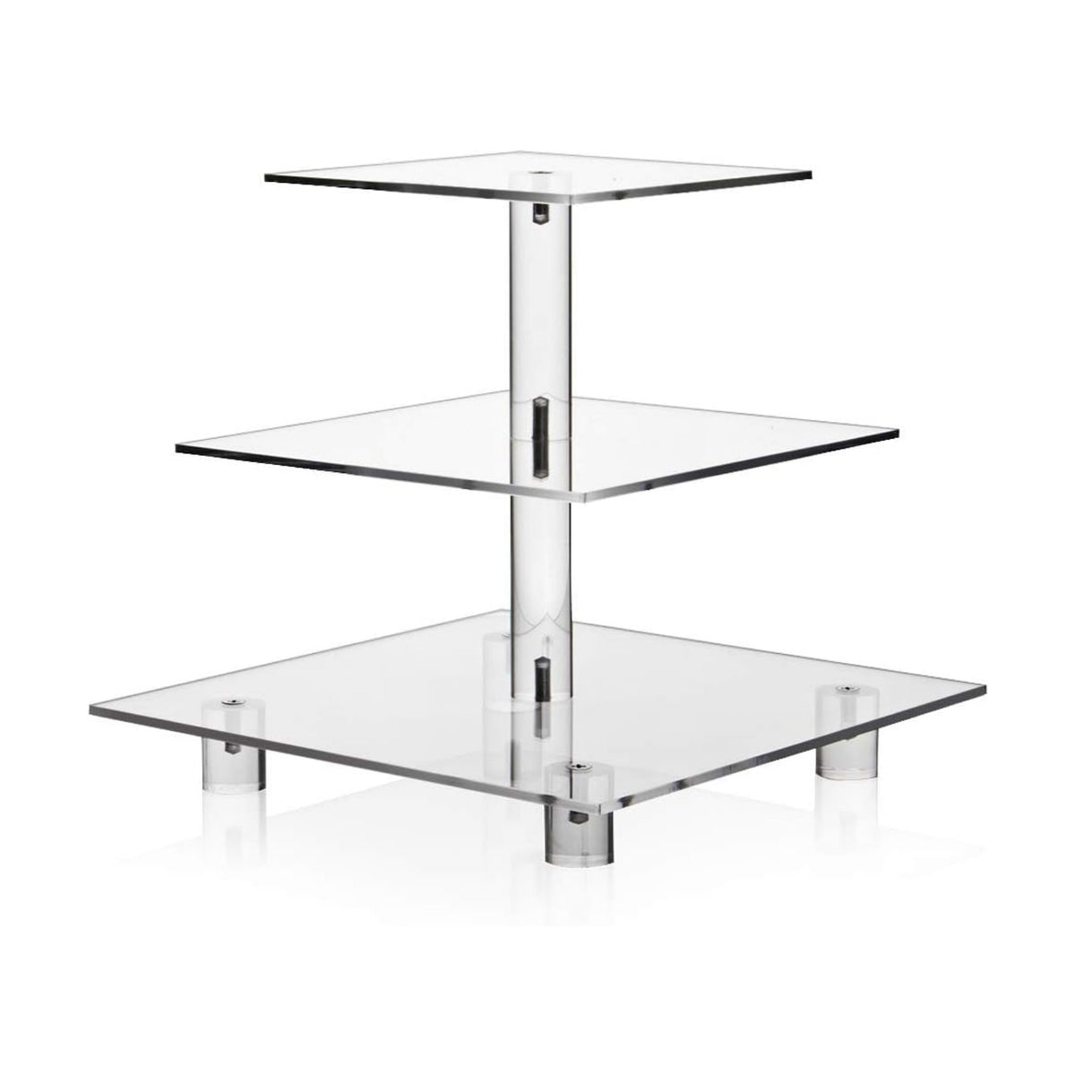 Clear Square Cupcake Stand 3 Tier Acrylic Cupcake Display Tower with Base