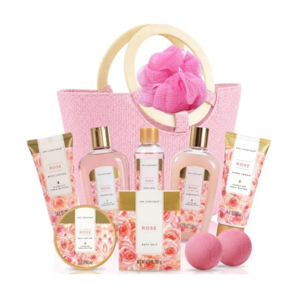 Spa Luxetique Rose 10pc Gift Baskets for Women Spa Gift Set